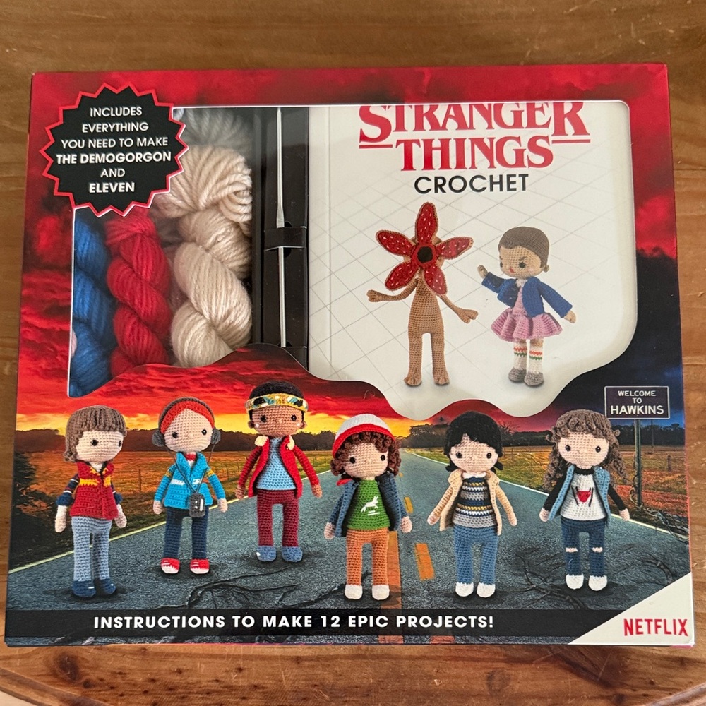 Crochet Kit - Cream, Red, Blue Yarn Set